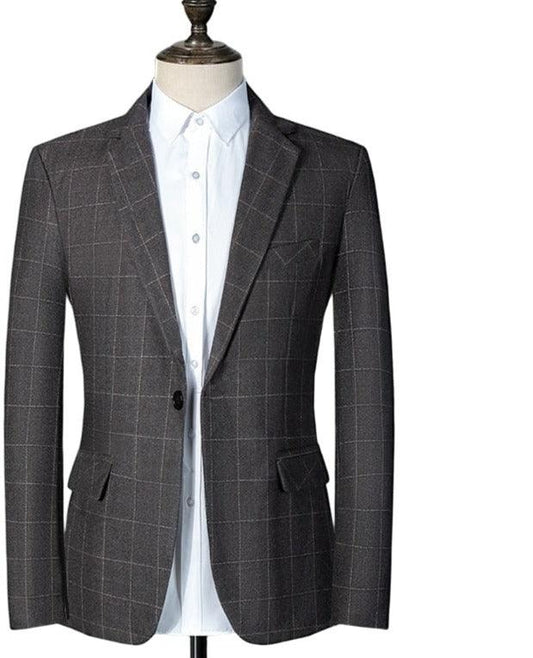 Men Blazer - Plaid Business Casual Blazer - Men Blazer - Guocali