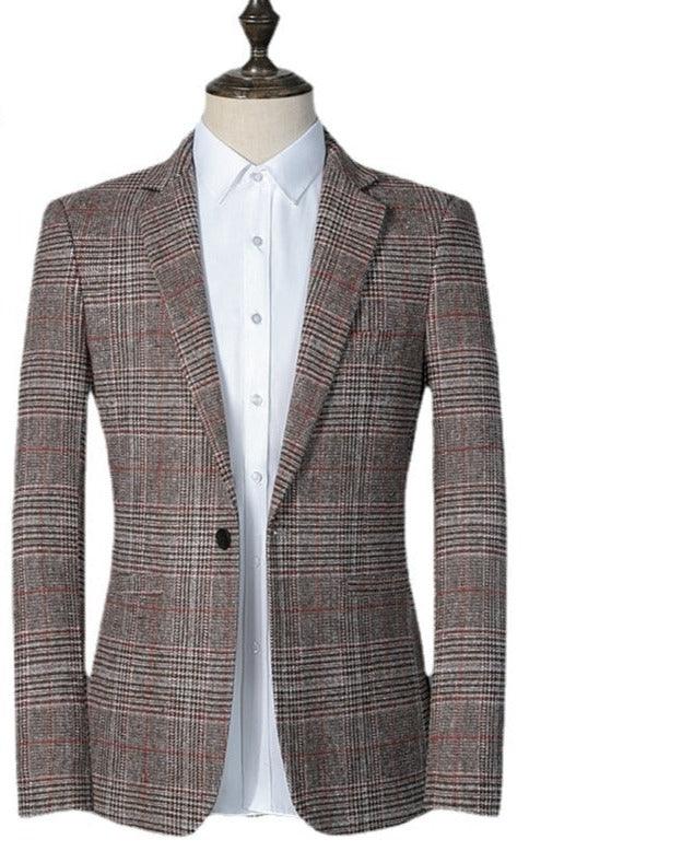 Men Blazer - Plaid Formal Blazer - Men Blazer - Guocali