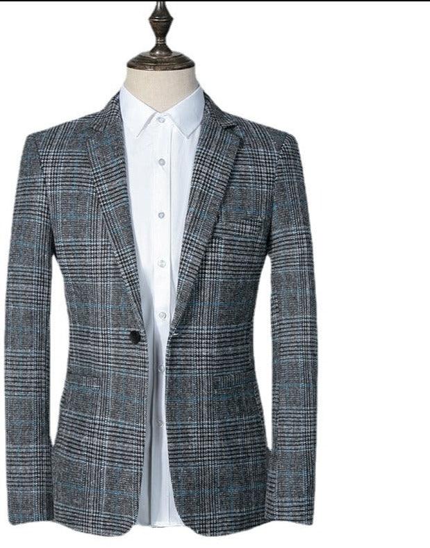 Men Blazer - Plaid Formal Blazer - Men Blazer - Guocali