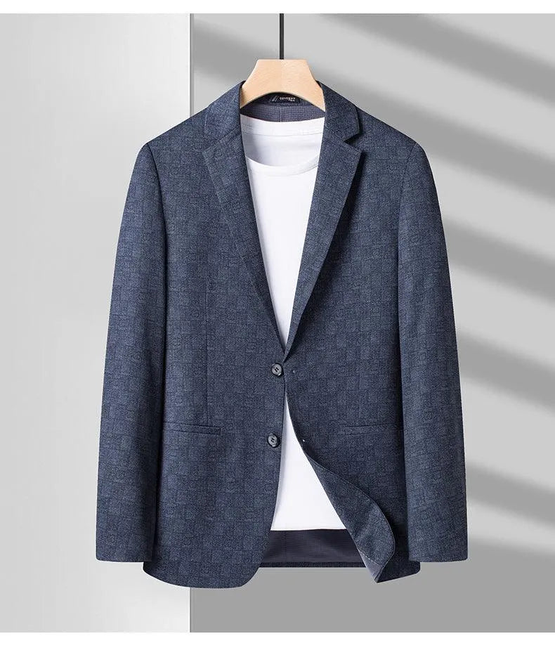 Men Blazer - Plaid Slim Fit Blazer -Guocali