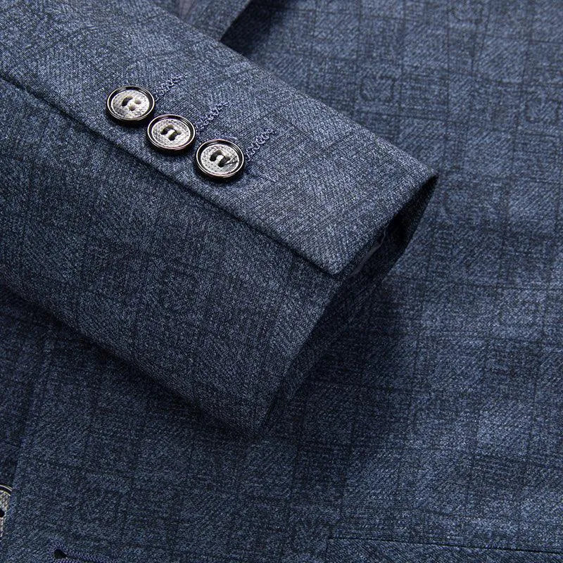 Men Blazer - Plaid Slim Fit Blazer -Guocali