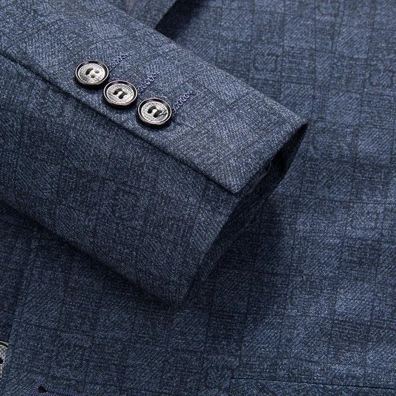 Men Blazer - Plaid Slim Fit Blazer -Guocali