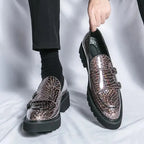 Men Casual Chunky Dress Loafers - Buckles Straps Monk Strap Formal Dress Shoes