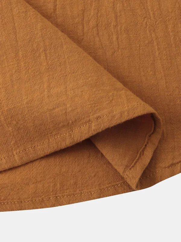 Men Casual Cotton Mandarin Collar Shirt – Breathable - Blue -Guocali