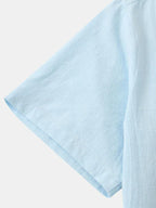 Men Casual Cotton Mandarin Collar Shirt – Breathable - Blue -Guocali