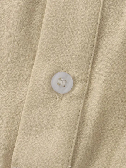 Men Casual Cotton Mandarin Collar Shirt – Breathable - Blue -Guocali