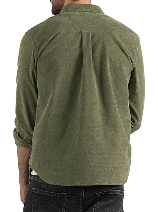 Men Casual Long Sleeves Button-Down Overshirt – Breathable - Brown -Guocali