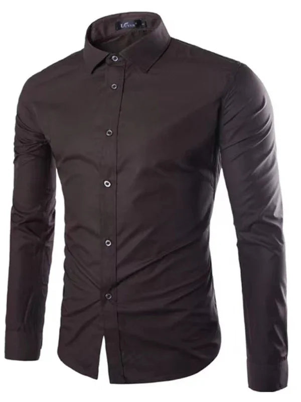 Men Casual Long Sleeves Button-Down Shirt – Wrinkle-Resistant - Green, Black -Guocali