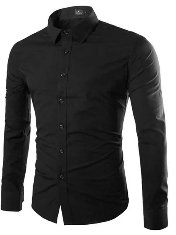 Men Casual Long Sleeves Button-Down Shirt – Wrinkle-Resistant - Green, Black -Guocali