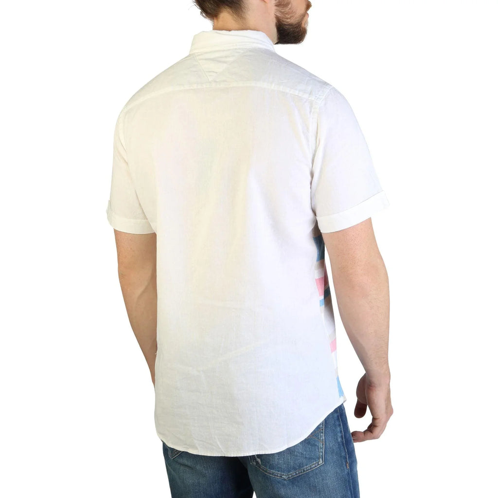 Men Casual Short Sleeves Button-Down Shirt – Breathable, Blue, Pink