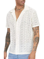 Men Casual Short Sleeves Cotton Button-Down Shirt – Breathable - Beige -Guocali