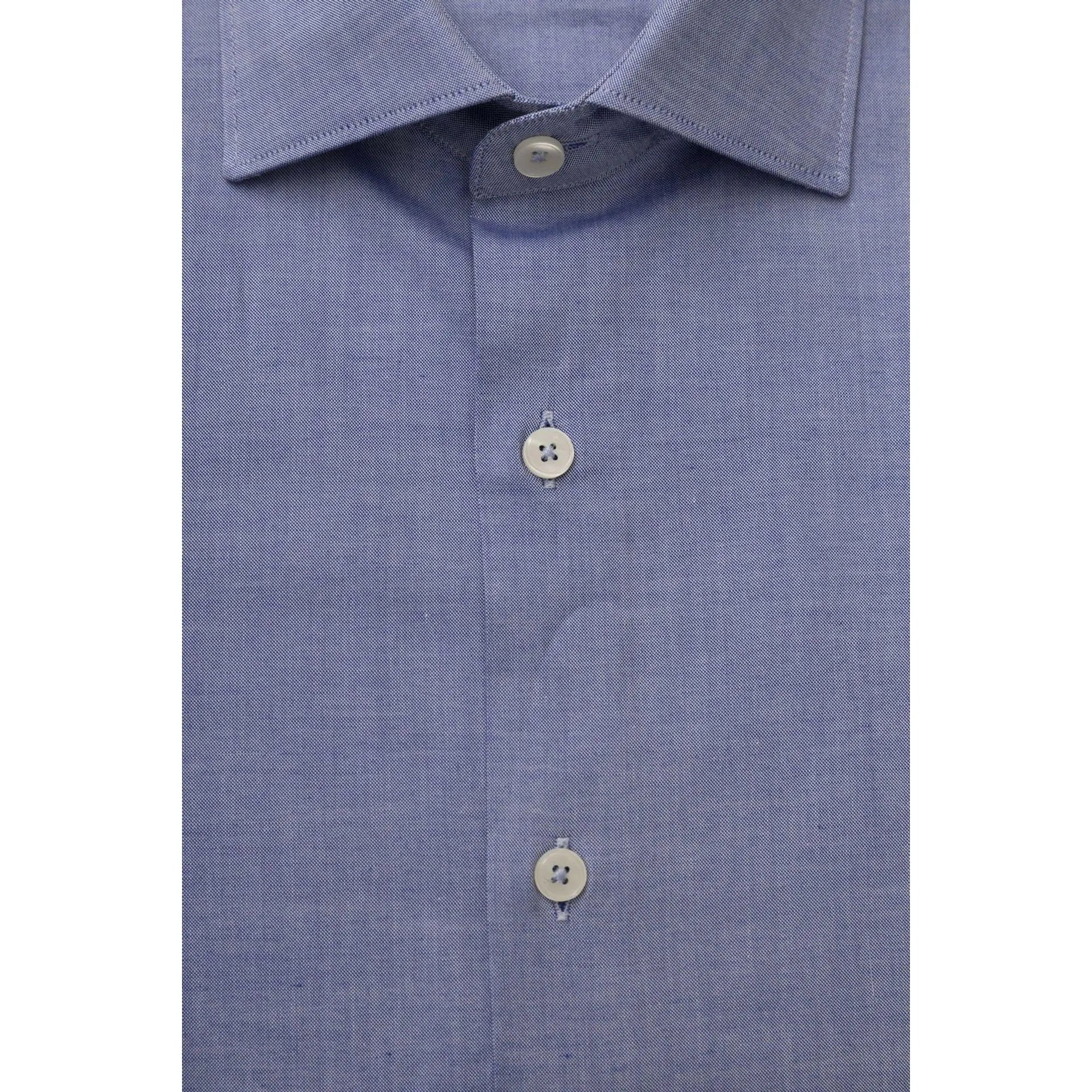 Men Cotton Long Sleeves Dress Shirt – Breathable - Blue -Guocali