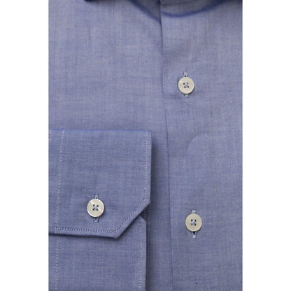 Men Cotton Long Sleeves Dress Shirt – Breathable - Blue -Guocali