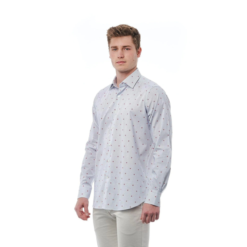 Men Cotton Long Sleeves Regular Fit Dress Shirt – Stretchable, Red