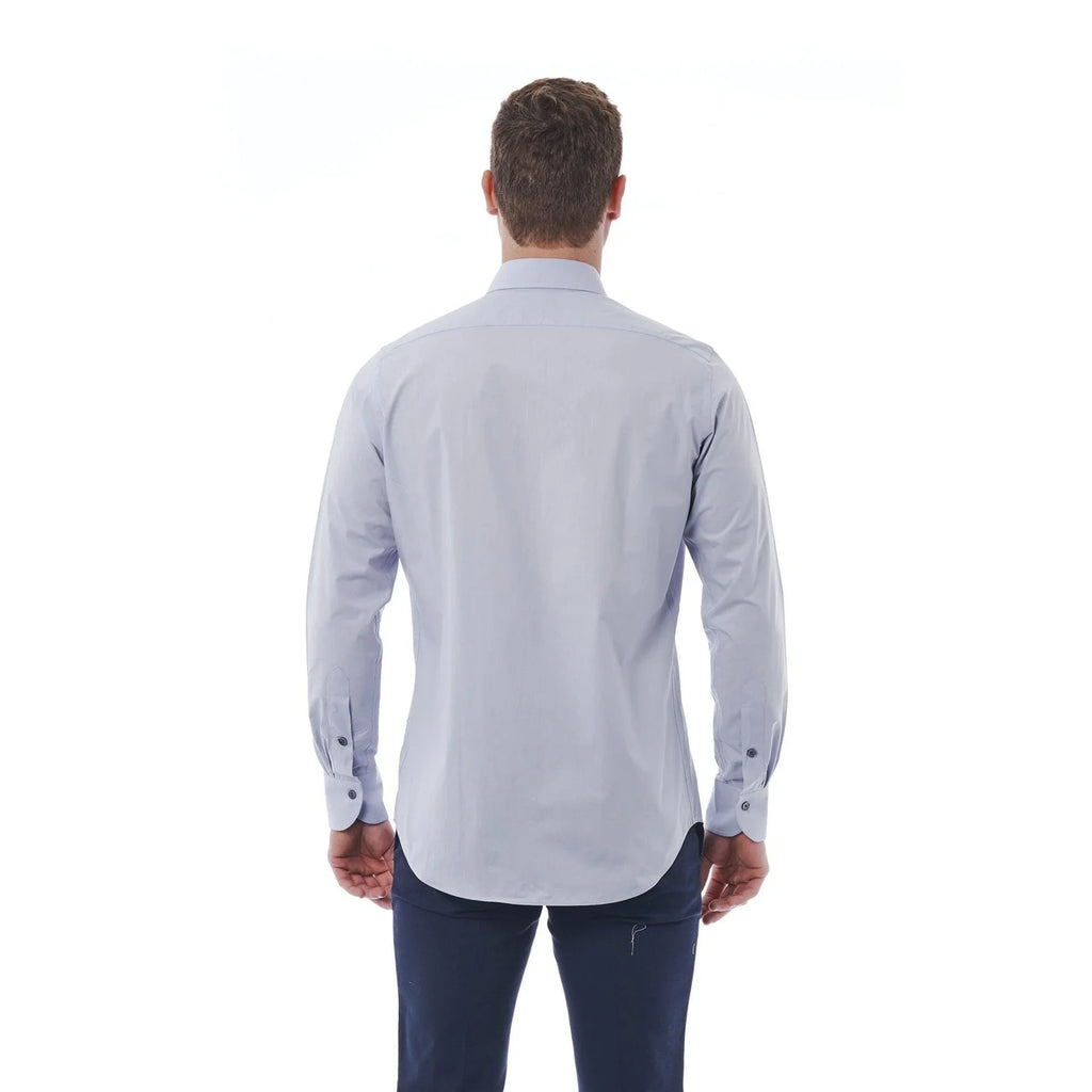 Men Cotton Long Sleeves Slim Fit Dress Shirt – Breathable - Blue -Guocali