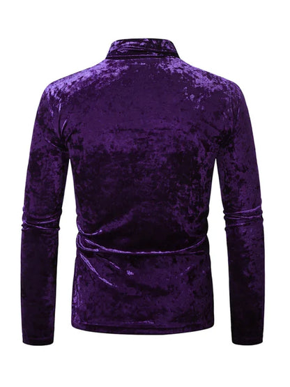 Men Crew-Neck Long-Sleeves T-Shirt – Stretchable - Red -Guocali