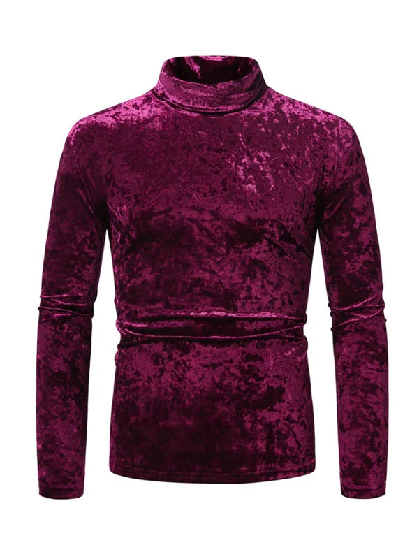 Men Crew-Neck Long-Sleeves T-Shirt – Stretchable - Red -Guocali