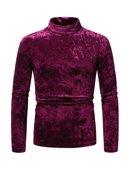 Men Crew-Neck Long-Sleeves T-Shirt – Stretchable - Red -Guocali