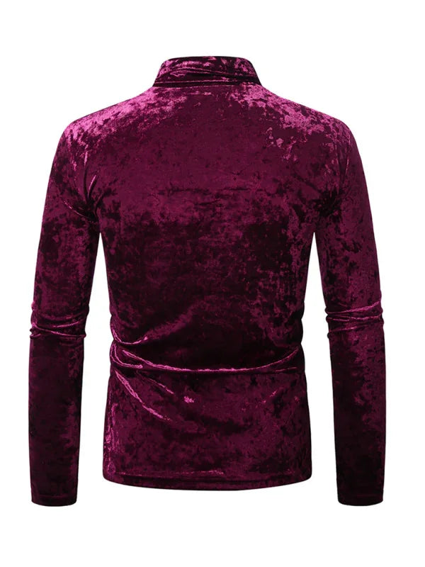 Men Crew-Neck Long-Sleeves T-Shirt – Stretchable - Red -Guocali