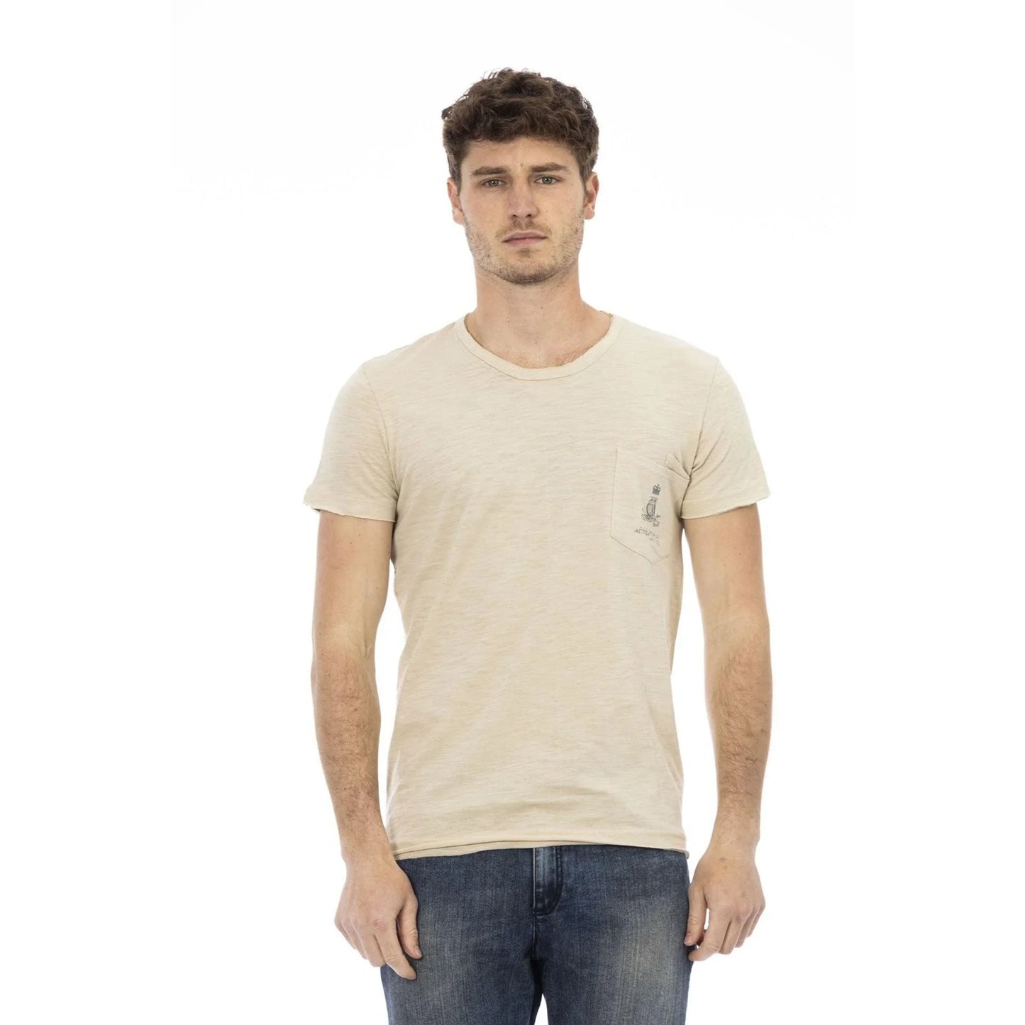 Men Crew-Neck Short-Sleeves T-Shirt – Breathable - Beige -Guocali