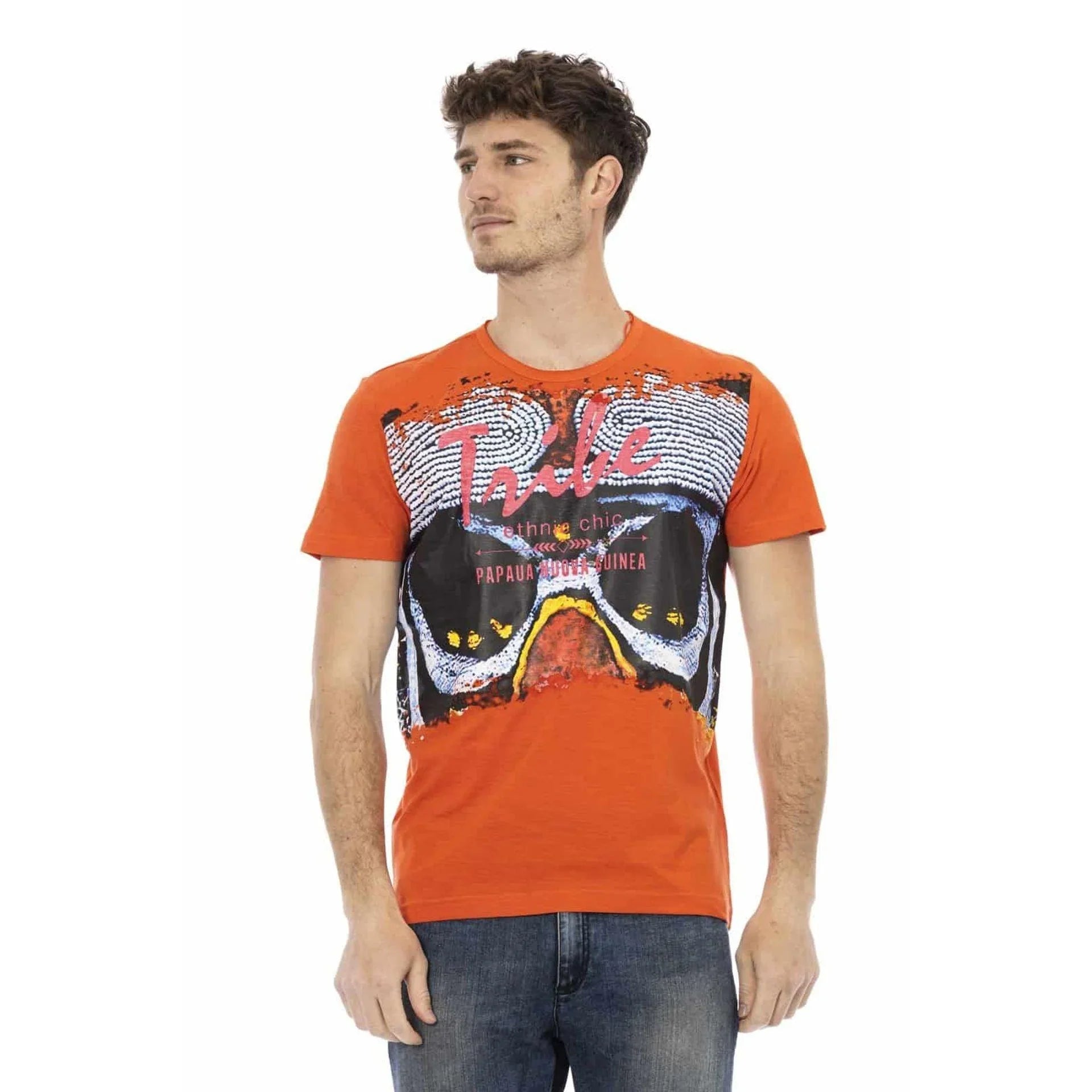 Men Crew-Neck Short-Sleeves T-Shirt – Breathable - Orange -Guocali
