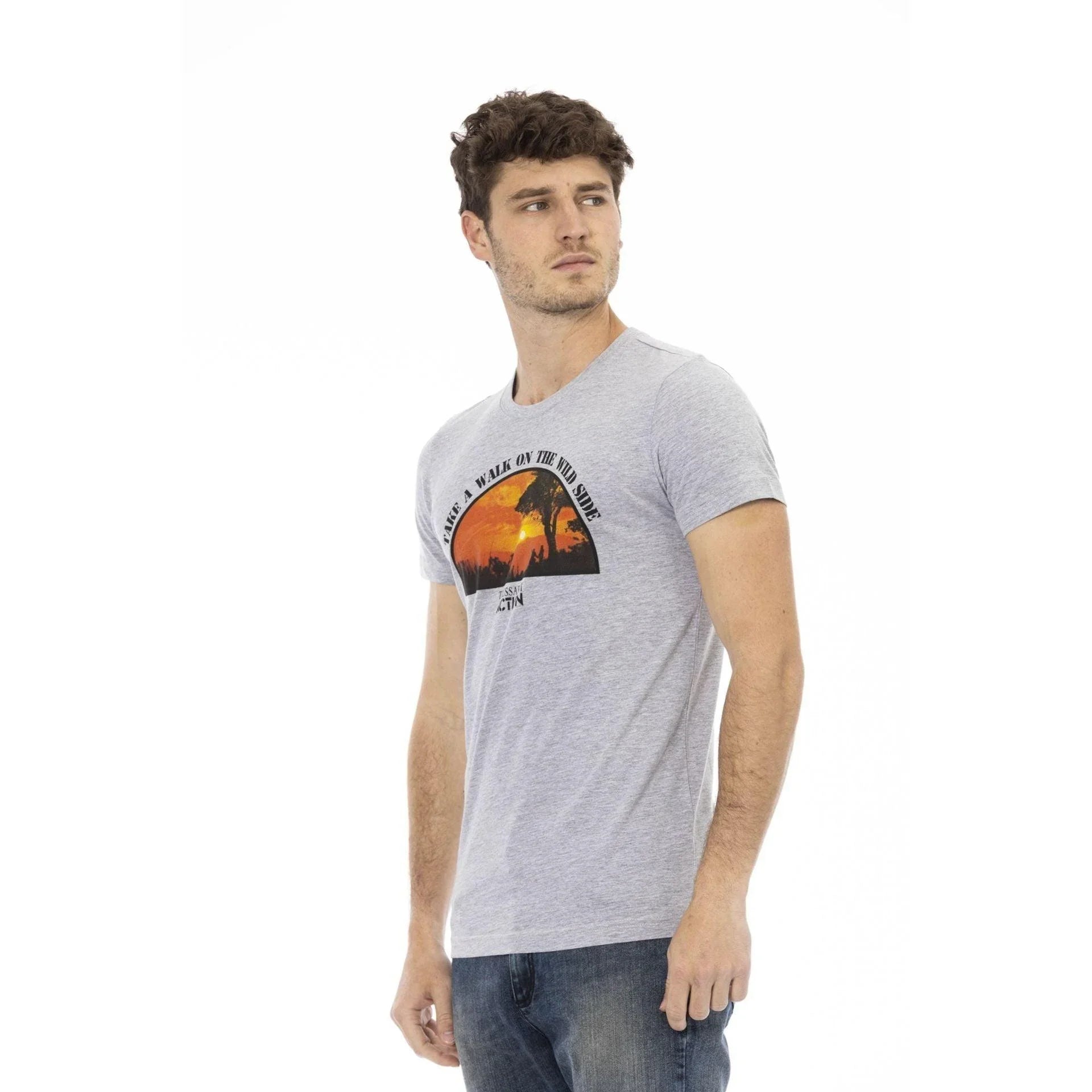 Men Crew-Neck Short-Sleeves T-Shirt – Breathable, Orange, Black