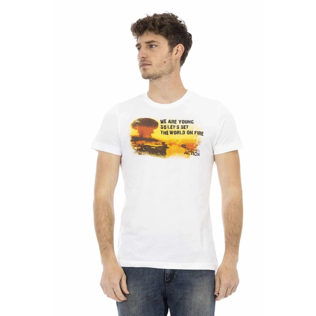 Men Crew-Neck Short-Sleeves T-Shirt – Breathable - White -Guocali