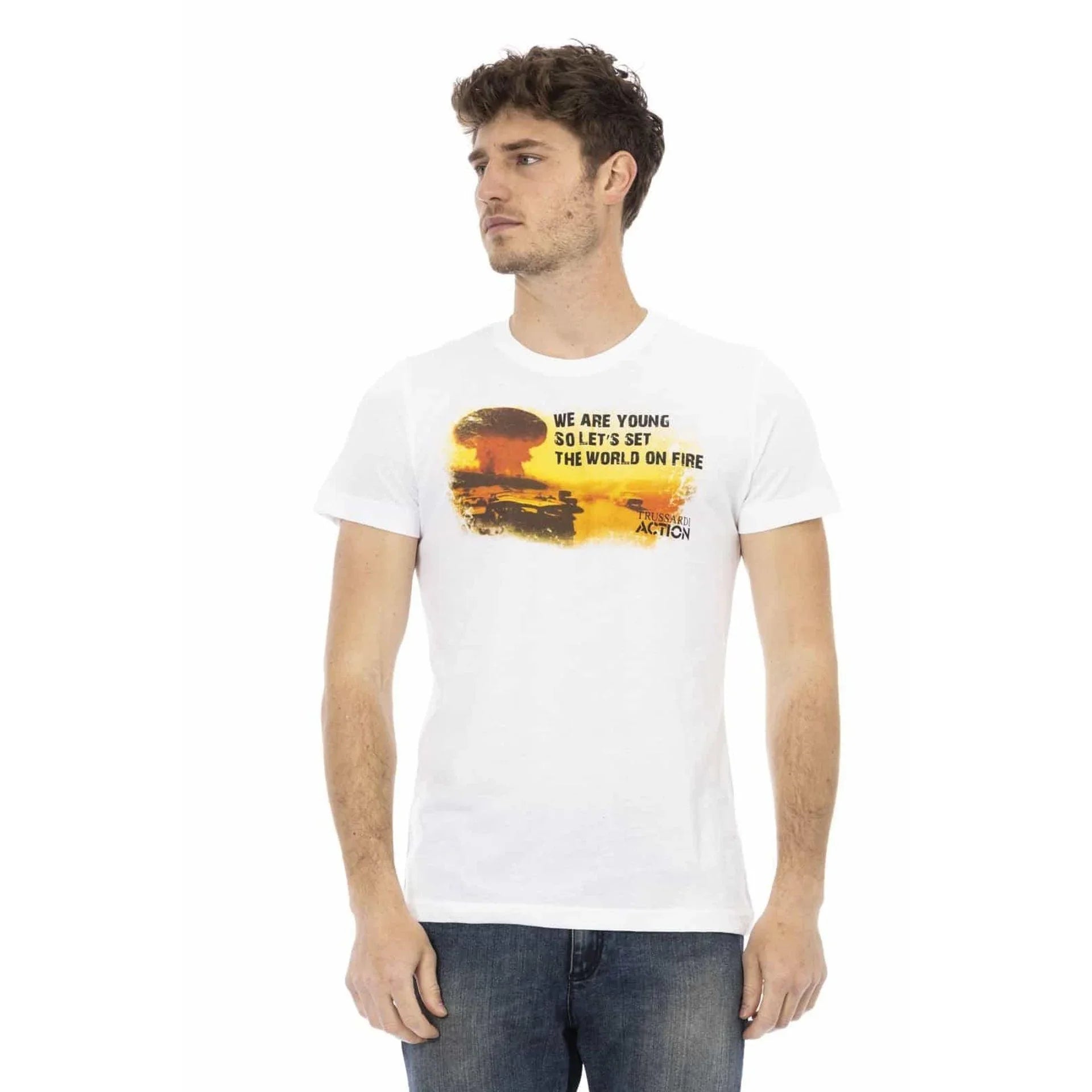 Men Crew-Neck Short-Sleeves T-Shirt – Breathable - White -Guocali