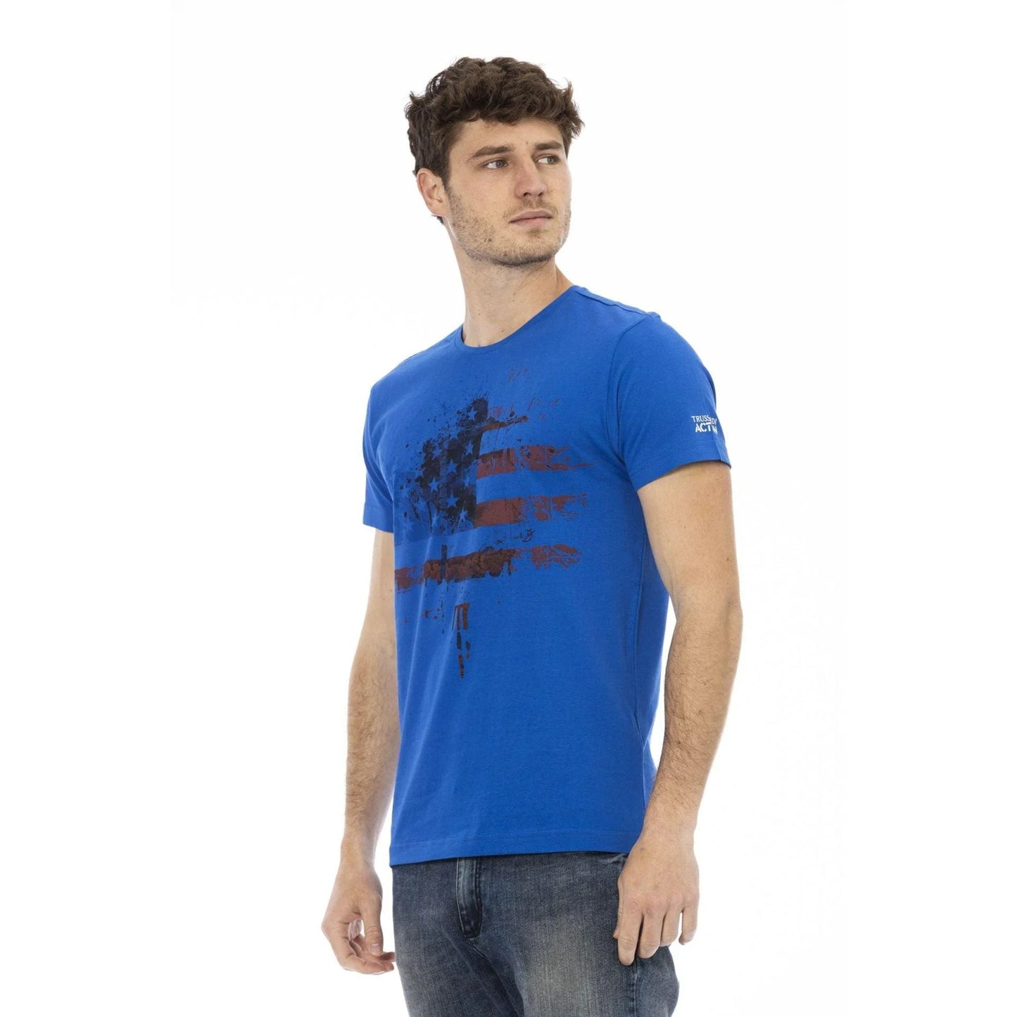 Men Crew-Neck Short-Sleeves T-Shirt – Lightweight - Blue, Navy -Guocali
