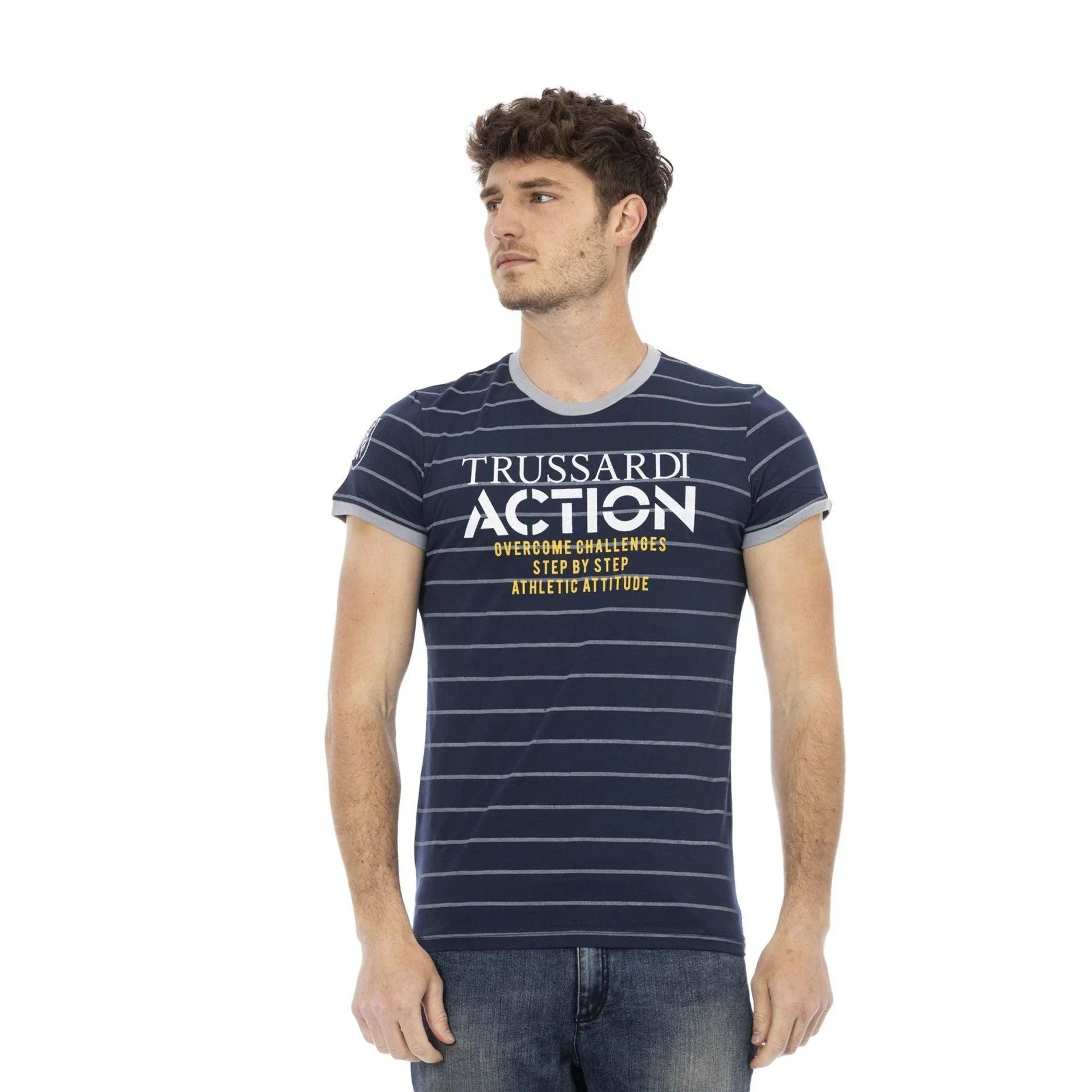 Men Crew-Neck Short-Sleeves T-Shirt – Lightweight - Navy -Guocali