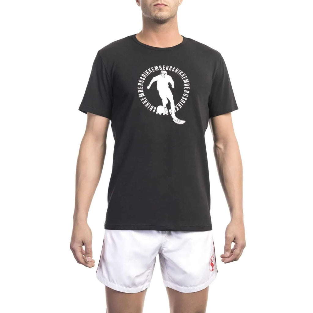 Men Crew-Neck Short-Sleeves T-Shirt – Stretchable - Black -Guocali