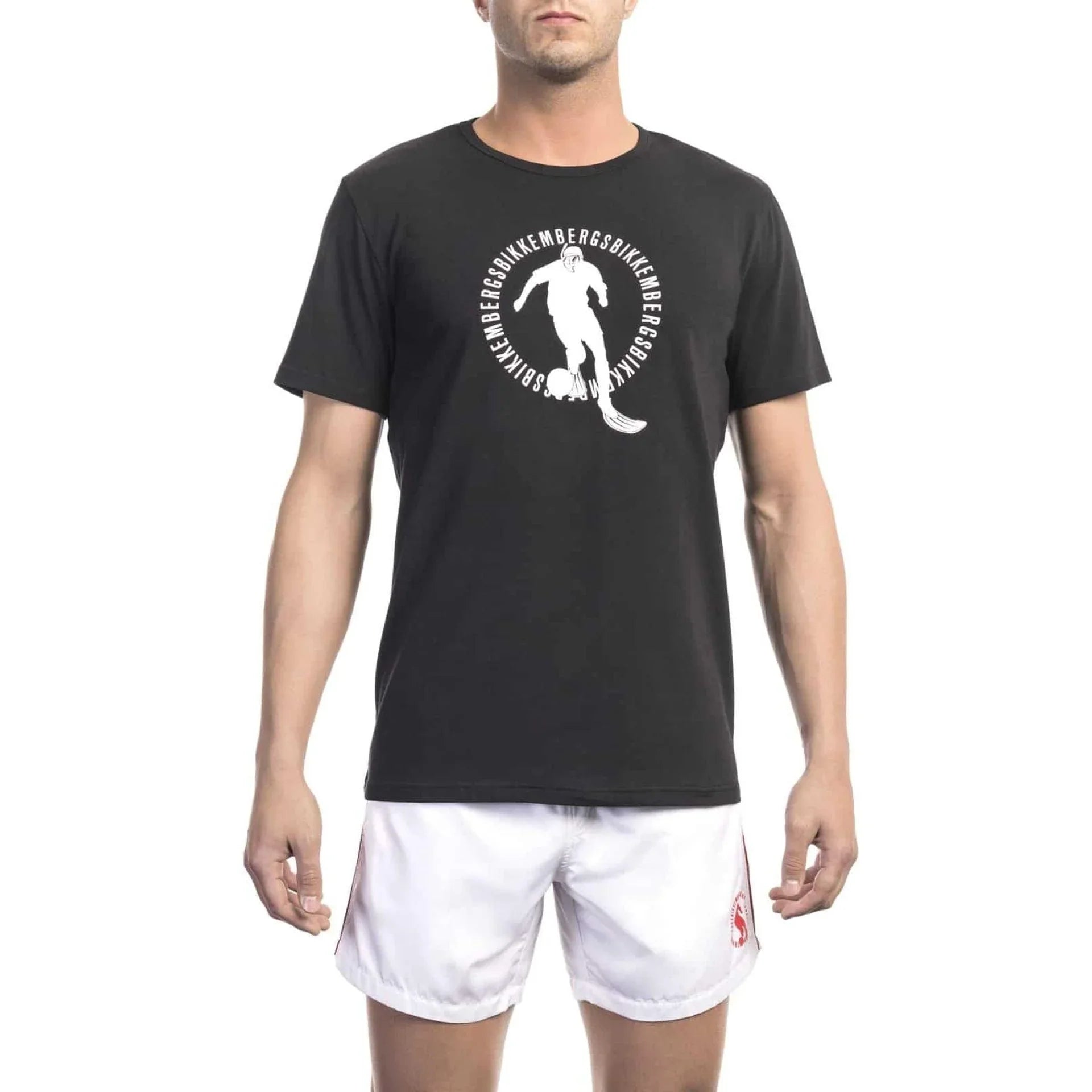 Men Crew-Neck Short-Sleeves T-Shirt – Stretchable - Black -Guocali