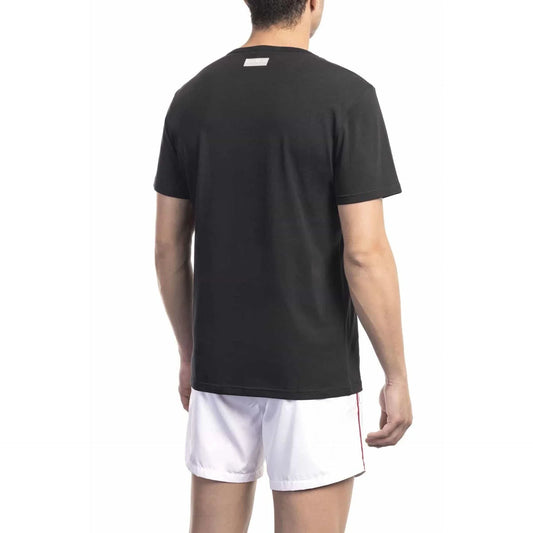 Men Crew-Neck Short-Sleeves T-Shirt – Stretchable - Black -Guocali