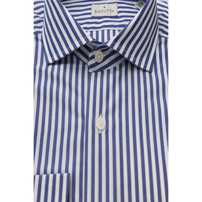 Men Long Sleeves Cotton Dress Shirt – Breathable - Blue, White -Guocali