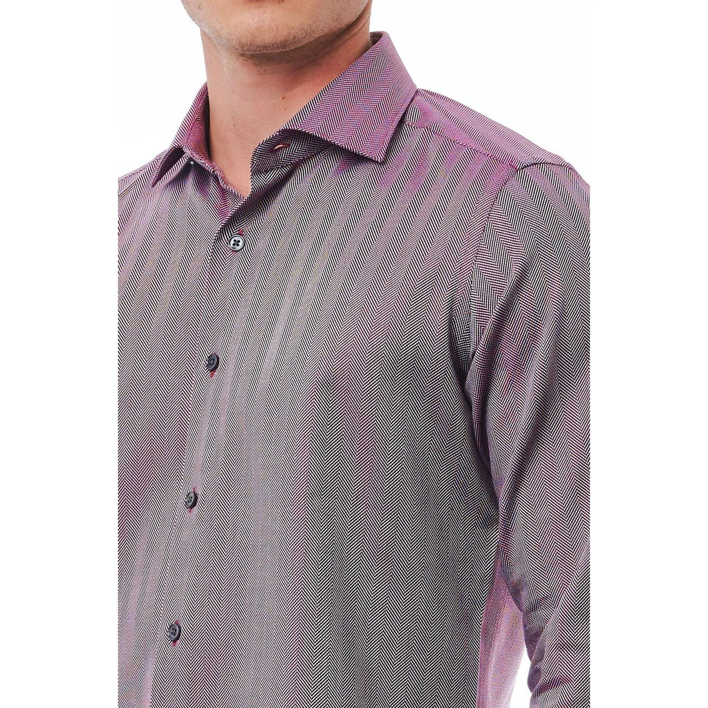 Men Long Sleeves Cotton Slim Fit Dress Shirt – Breathable, Gray