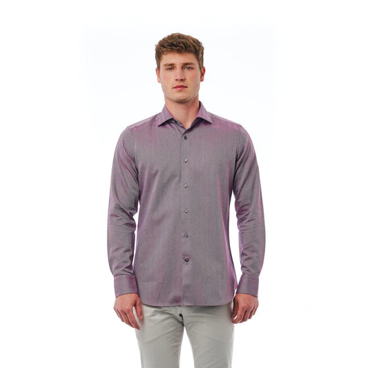Men Long Sleeves Cotton Slim Fit Dress Shirt – Breathable - Purple, Gray -Guocali