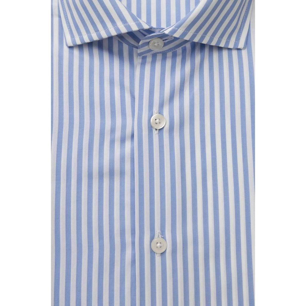 Men Long Sleeves Cotton Striped Dress Shirt – Breathable, White