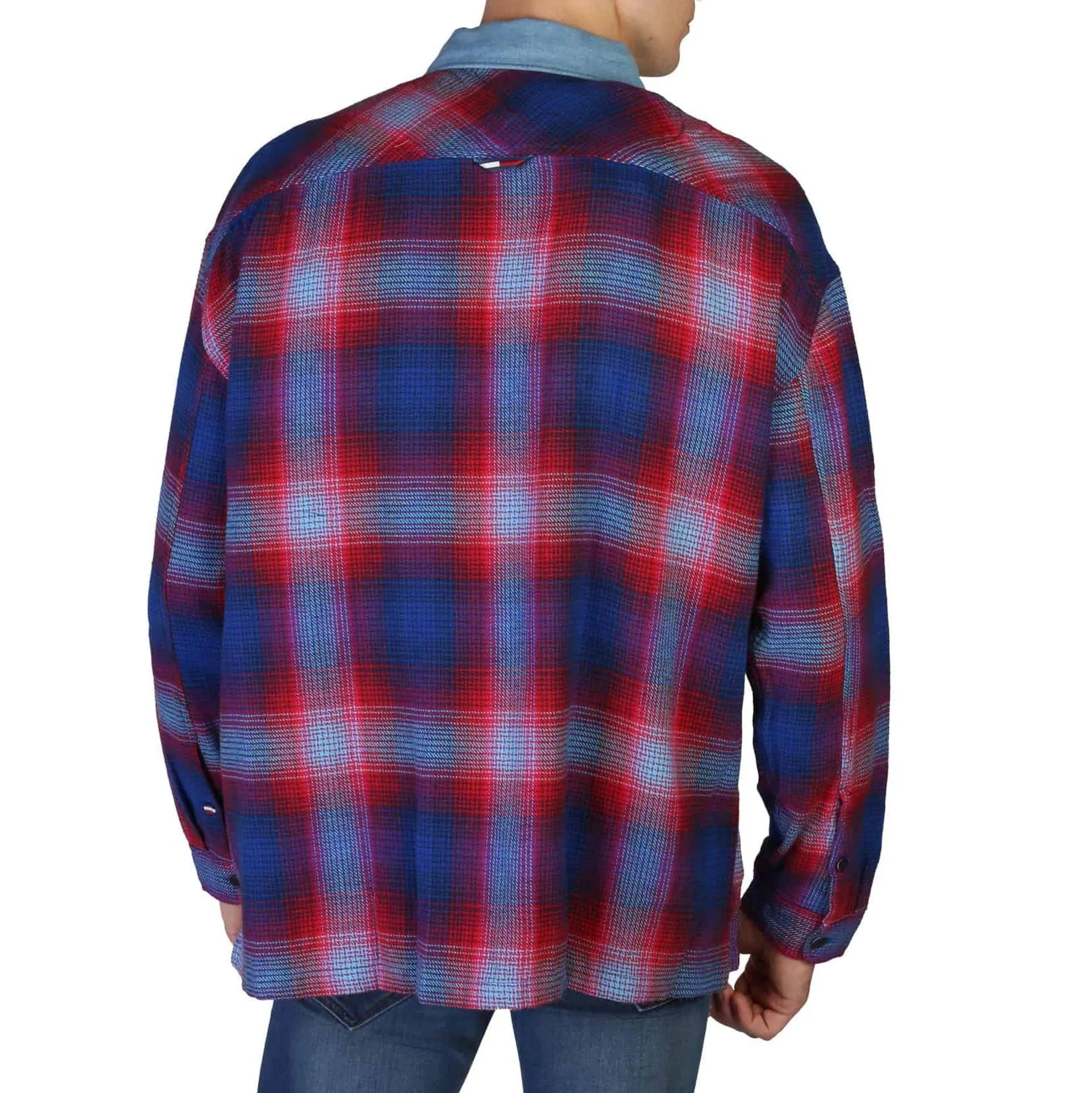 Men Long Sleeves Plaid Casual Shirt – Breathable, Blue, White