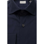 Men Long Sleeves Slim Fit Cotton Dress Shirt – Stretchable - Navy, Blue -Guocali