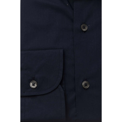 Men Long Sleeves Slim Fit Cotton Dress Shirt – Stretchable - Navy, Blue -Guocali