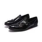men monk strap shoes - patent leather, leather, rubber
