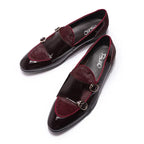 men monk strap shoes - patent leather, leather, rubber