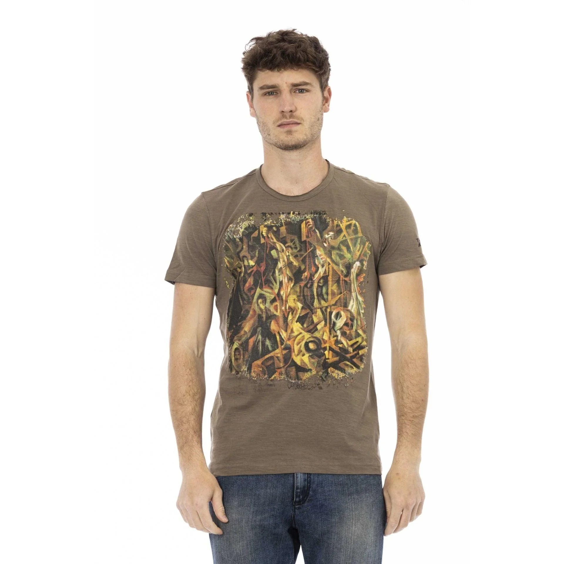 Men Round-Neck Short-Sleeves T-Shirt – Breathable - Brown, Multicolor -Guocali