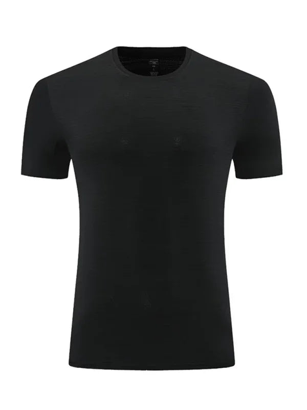 Men Round-Neck Short-Sleeves T-Shirt – Moisture-Wicking - Black -Guocali