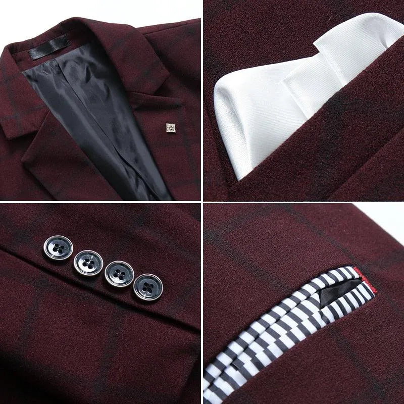Men's Suit Jacket - Breathable Blazer, Red, Gray
