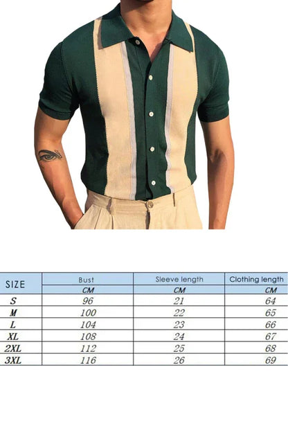 Men Short Sleeves Button-Down Casual Polo Shirt – Lightweight - Green, Beige -Guocali