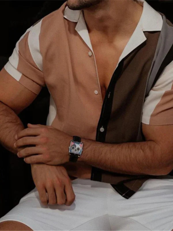 Men Short Sleeves Casual Shirt – Wrinkle-Resistant - White -Guocali