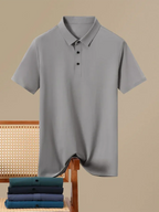 Men Short Sleeves Polo Shirt – Stretchable - White -Guocali