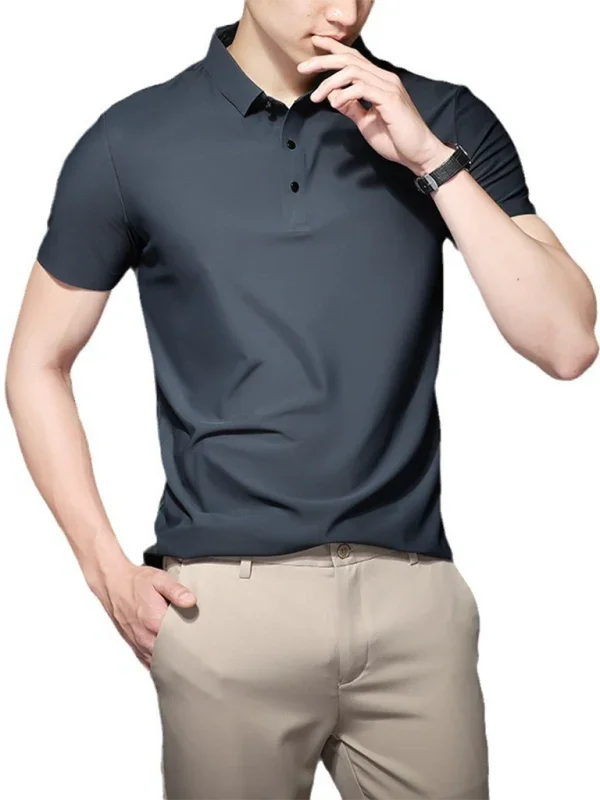 Men Short Sleeves Polo Shirt – Stretchable - White -Guocali