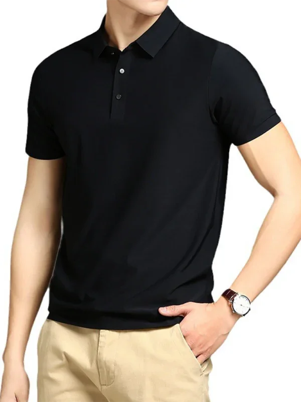 Men Short Sleeves Polo Shirt – Stretchable - White -Guocali